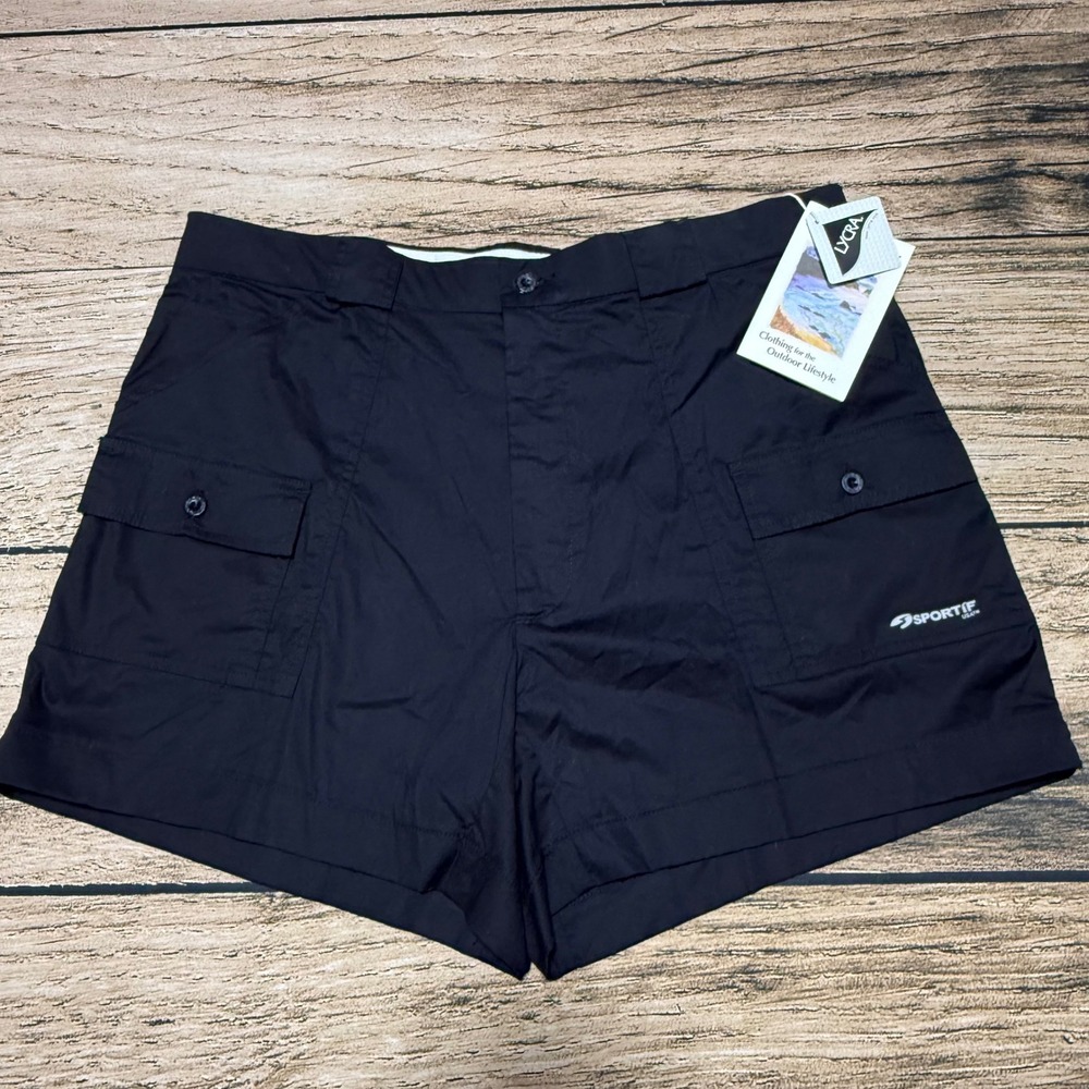 Sportif USA Lauderdale Shorts Mens 40 Black Cargo Outdoor Nautical Stretch Twill